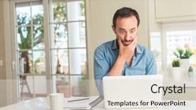  Presentation with skin anatomy face and head - Cool new presentation with mistakes - middle age man using laptop backdrop and a lemonade colored foreground