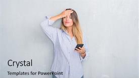  Presentation with skin anatomy face and head - Slides having mistakes - young adult woman over grey background and a  colored foreground