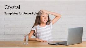  Presentation with angry kid - Audience pleasing PPT theme consisting of mistakes - young hispanic kid sitting backdrop and a soft green colored foreground