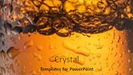  Presentation with beer bottle - PPT theme consisting of misted glass of beer bottle close up shot background and a gold colored foreground