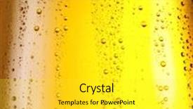  Presentation with close up of beef tartar - Cool new slide deck with misted glass of beer close up shot backdrop and a yellow colored foreground