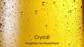  Presentation with close up of beef tartar - Colorful slide deck enhanced with misted glass of beer close backdrop and a gold colored foreground