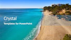  Presentation with miami beach - PPT theme having mistery - cala misteri beach playa background and a teal colored foreground