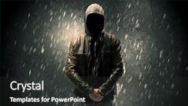  Presentation with faceless - Beautiful theme featuring mistery - faceless misterious man in hoodie backdrop and a dark gray colored foreground