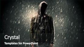  Presentation with faceless - PPT layouts enhanced with mistery - faceless misterious man in hoodie background and a dark gray colored foreground