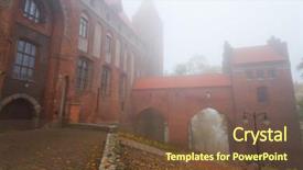  Presentation with foggy - Beautiful PPT theme featuring mistic - foggy scenery of kwidzyn castle backdrop and a tawny brown colored foreground