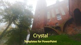  Presentation with foggy water sunrise - PPT theme having mistic - foggy scenery of kwidzyn castle background and a tawny brown colored foreground