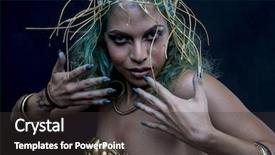  Presentation with warrior woman - Audience pleasing theme consisting of mistic - glamour latin woman with green backdrop and a dark gray colored foreground
