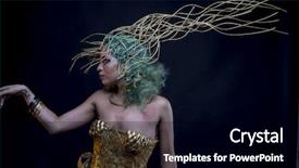  Presentation with warrior woman - Beautiful theme featuring mistic - twilight latin woman with green backdrop and a black colored foreground