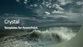  Presentation with strong wind - Presentation theme featuring mistic - view of great storm background and a ocean colored foreground