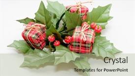  Presentation with christmas presents - Audience pleasing presentation consisting of mistletoe and presents christmas decoration backdrop and a mint green colored foreground