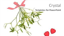  Presentation with romantic christmas - Cool new PPT theme with mistletoe-bunch-tied backdrop and a white colored foreground