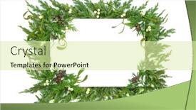  Presentation with new season - Colorful slide deck enhanced with mistletoe-juniper-fir-cedar-cypress backdrop and a soft green colored foreground