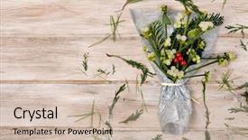  Presentation with bunch - Theme having mistletoe wrapped in a silvery background and a  colored foreground