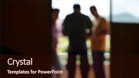  Presentation with focus group - Presentation design featuring mistry - group of men discussing background and a wine colored foreground