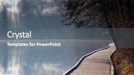  Presentation with autumn morning - Amazing presentation theme having misty autumn morning on lake backdrop and a gray colored foreground