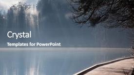  Presentation with autumn morning - Amazing presentation theme having misty autumn morning on lake backdrop and a gray colored foreground