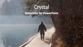  Presentation with rustic lake purple - Beautiful presentation design featuring misty autumn morning on lake backdrop and a tawny brown colored foreground