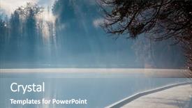 Presentation with autumn morning - PPT theme enhanced with misty autumn morning on lake background and a light blue colored foreground