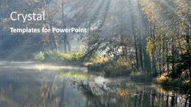  Presentation with autumn morning - Audience pleasing theme consisting of misty autumn morning on the lake backdrop and a gray colored foreground