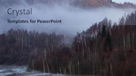  Presentation with misty - Audience pleasing slide deck consisting of misty-landscape-with-fir-forest backdrop and a light blue colored foreground