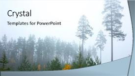  Presentation with october - Slide deck featuring misty mid october coniferous forest background and a cool aqua colored foreground