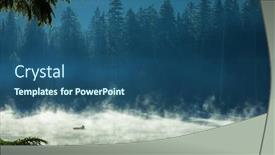 Presentation with misty - PPT theme having misty-mountain-lake background and a ocean colored foreground