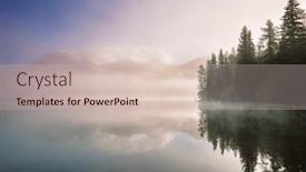  Presentation with misty - Presentation theme featuring misty-mountain-lake background and a  colored foreground