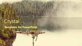  Presentation with misty - Amazing slide deck having misty mountain lake in the early serene morning in mountains backdrop and a tawny brown colored foreground