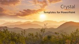  Presentation with misty - Amazing PPT layouts having misty-mountain-silhouette-at-sunrise backdrop and a coral colored foreground