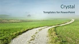  Presentation with misty - Audience pleasing presentation theme consisting of misty mountains - image of a beautiful landscape backdrop and a light blue colored foreground