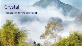  Presentation with landscape - Beautiful PPT layouts featuring misty mountains - lao mountain landscape in sunny backdrop and a  colored foreground