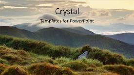  Presentation with autumn morning - Slide set featuring misty mountains - mountain landscape with foggy clouds background and a lemonade colored foreground