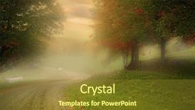  Presentation with clear sunny day rural landscape - Presentation theme having misty rural landscape in vermont background and a tawny brown colored foreground