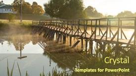  Presentation with misty - PPT theme enhanced with misty summer morning on the river background and a tawny brown colored foreground