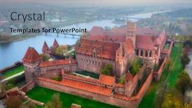  Presentation with misty - Amazing theme having misty-sunrise-over-the-malbork backdrop and a light blue colored foreground