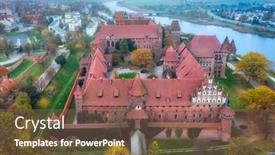  Presentation with misty - Audience pleasing PPT theme consisting of misty-sunrise-over-the-malbork backdrop and a violet colored foreground