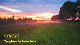  Presentation with misty - Slide deck consisting of misty-sunset-in-the-field background and a tawny brown colored foreground