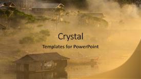  Presentation with misty - Slides enhanced with misty-tropical-sunset-on-lake background and a gold colored foreground