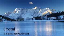  Presentation with beautiful mountains river lake sky nature - Slide deck with living room at home ofiice background and a  colored foreground.