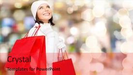  Presentation with christmas holidays - Audience pleasing presentation theme consisting of mittens with red shopping backdrop and a red colored foreground