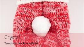  Presentation with snowball - PPT theme having mittens with snowball red knitted gloves in winter background and a coral colored foreground