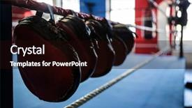  Presentation with boxing ring - Theme having mitts hanging from boxing ring background and a black colored foreground