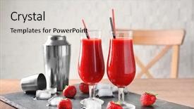  Presentation with strawberry - Amazing PPT layouts having mix 2 liquids - glasses of delicious strawberry daiquiri backdrop and a light gray colored foreground