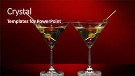  Presentation with deep dark sea - PPT theme consisting of mix 2 liquids - martini glasses on dark background background and a  colored foreground