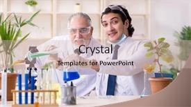  Presentation with fuel lab images - Cool new PPT theme with mix 2 liquids - two chemists working backdrop and a  colored foreground