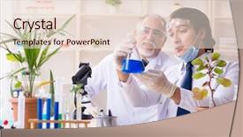  Presentation with lab - Cool new PPT layouts with mix 2 liquids - two chemists working backdrop and a  colored foreground