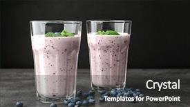  Presentation with smoothie strawberry and blueberries - PPT layouts consisting of mix 2 liquids - two glasses of tasty smoothie background and a dark gray colored foreground