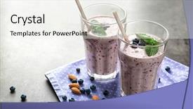  Presentation with smoothie - PPT layouts consisting of mix 2 liquids - two glasses of tasty smoothie background and a sky blue colored foreground
