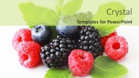 Presentation with blackberry - Slide deck with mix-berries-with-leaf-various background and a soft green colored foreground